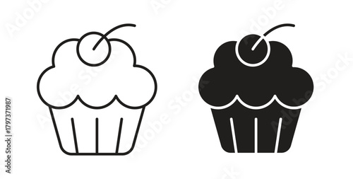 Cupcake icon. filled flat sign for mobile concept and web design