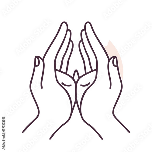 Vector illustration of female beauty hands silhouette with a manicure