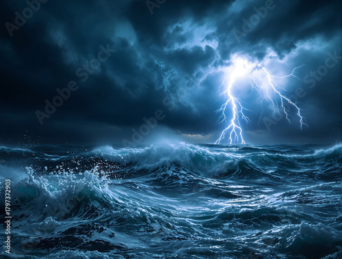 Fototapeta Naklejka Na Ścianę i Meble -  lightning in the sea