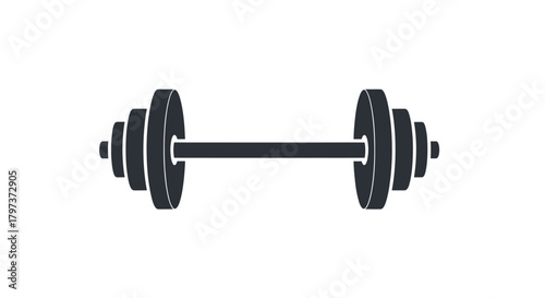 Dark Barbell with Weight Plates for Strength Training.