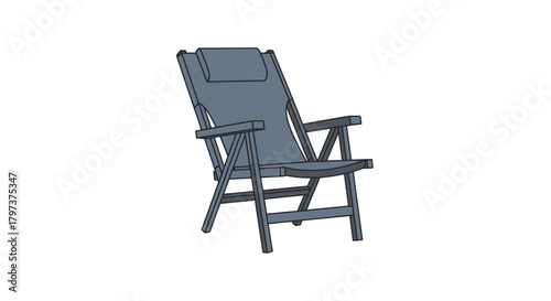 A Comfortable Blue Folding Lounge Chair with Headrest.
