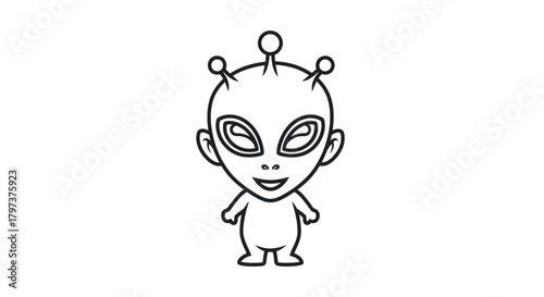 Cute cartoon alien character with large eyes and antennae.