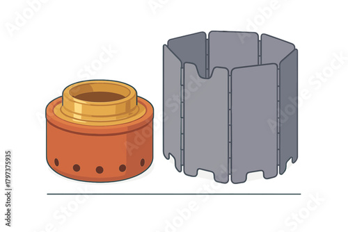 Portable camping stove burner and foldable wind screen for outdoor cooking equipment