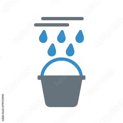 Gathering rainwater in a bucket, a symbol of conservation and sustainable living
