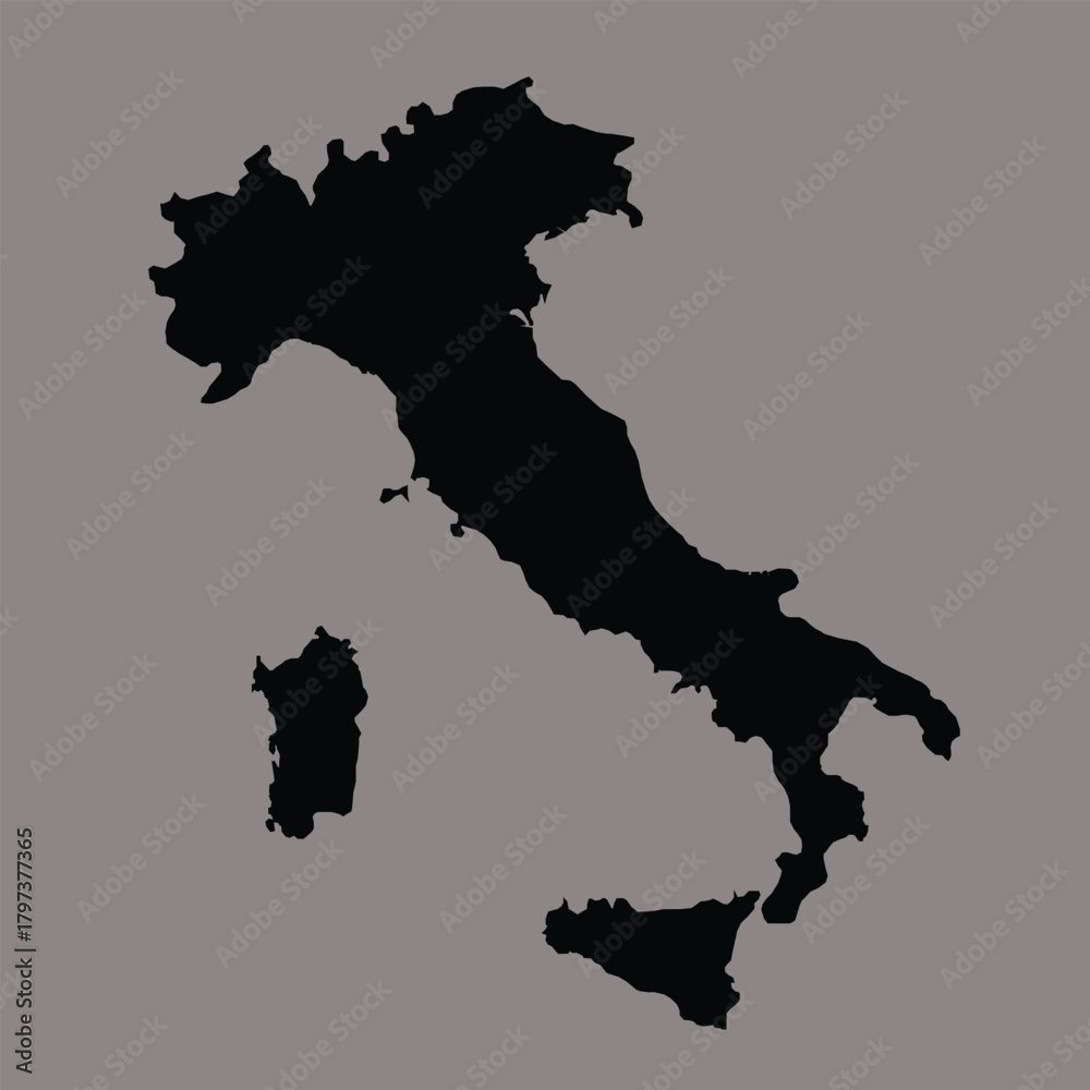 Fototapeta premium Italy map silhouette vector illustration isol