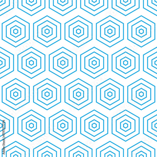 Abstract blue hexagonal outline pattern forming a repeating honeycomb structure ideal for technology branding materials.