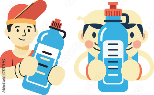 Retro Stay Hydrated Poster Character Flat Vector Illustration