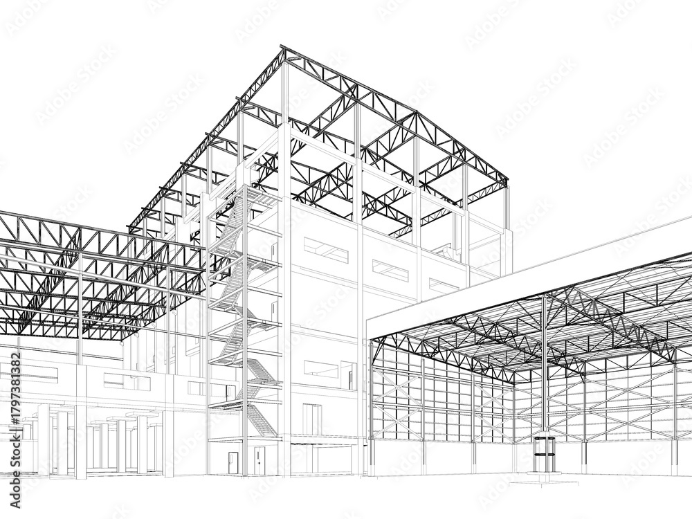 Fototapeta premium 3D illustration of industrial project