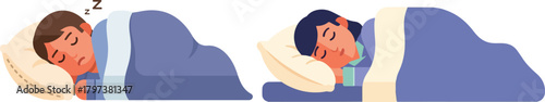 Vintage Character Sleeping Peacefully Self-Care Flat Vector Illustration