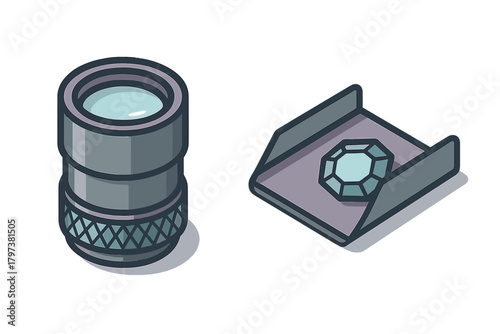 Optical inspection device and brilliant faceted gemstone on a jeweler's tray