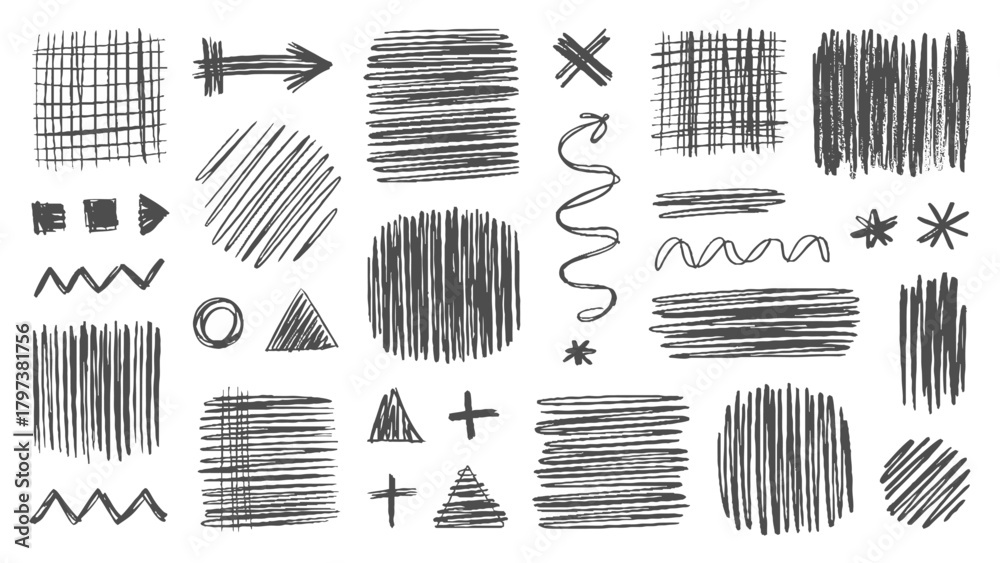 Εκτύπωση καμβά Hand drawn arrow set featuring curved, straight, dotted, and swirled arrows design,  arrows, highlighters, underline, round, stars, alphabet, doodles