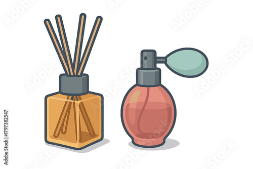 Decorative home fragrance reed diffuser and classic perfume atomizer spray bottle set