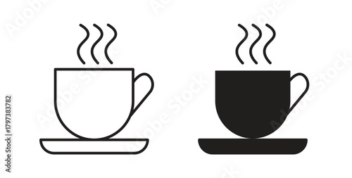 Coffee icon glyph and line set thin line symbol concept.