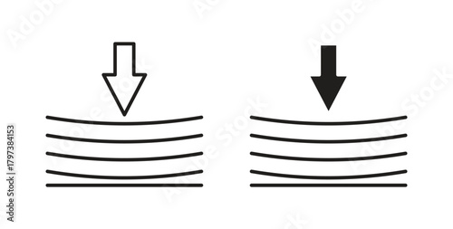 Compress icon glyph and line set thin line symbol concept.