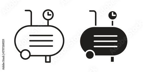 Compressor icon glyph and line set thin line symbol concept.
