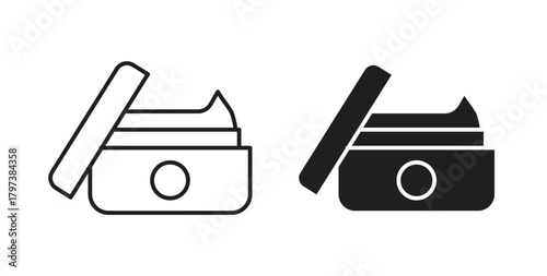 Cream icon glyph and line set thin line symbol concept.