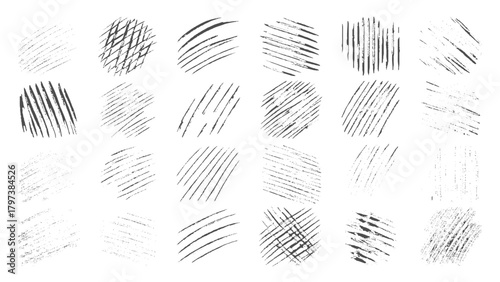 Doodle hand drawn hatching texture lines set.  Line crosshatch patterns, cross hatch texture vintage hand drawn. messy black crayon line. decorative signature, bold pencil sketch texture.