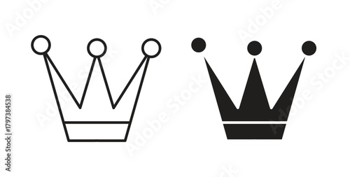 Crown icon glyph and line set thin line symbol concept.