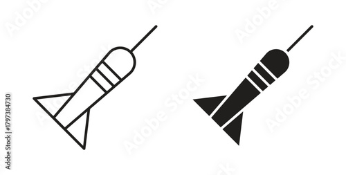Dart icon glyph and line set thin line symbol concept.