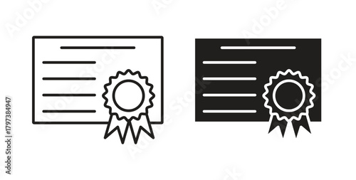 Diploma icon glyph and line set thin line symbol concept.