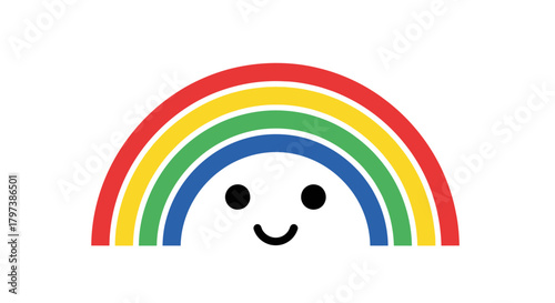 Cheerful Cartoon Rainbow with a Happy Face.