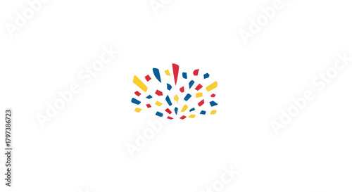 Abstract colorful explosion of small shapes and dots.