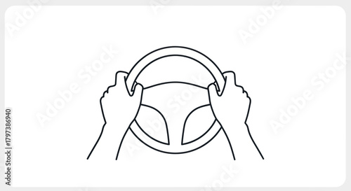 Hands gripping a car steering wheel ready to drive.