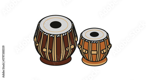 Two Indian Tabla Drums a Percussion Instrument.
