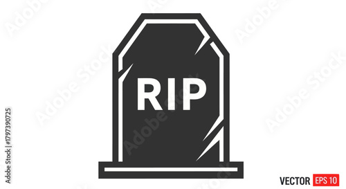 Simple Black and White Tombstone with RIP Inscription.