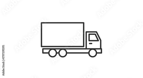 Outline of a box truck with a trailer featuring a square trailer box and a simple cab design