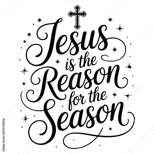 Cute “Meowy Christmas” vector with cat wearing Santa hat and snowflakes. Fun holiday design for cat lovers and festive apparel.