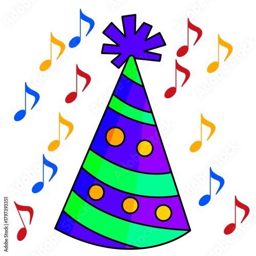 Colorful new year celebration icon set featuring champagne bottles,party hats,fireworks,confetti poppers and festive decoration,hand drawing cartoon style with bright colors