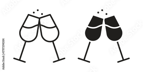 Champagne Glass icon in doodle and stroke style.