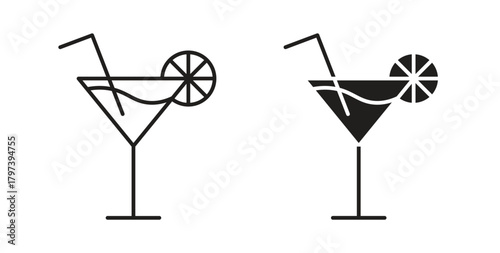 Citrus Glass icon in doodle and stroke style.