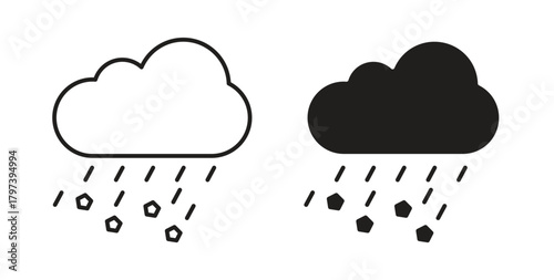 Cloud hail icon in doodle and stroke style.
