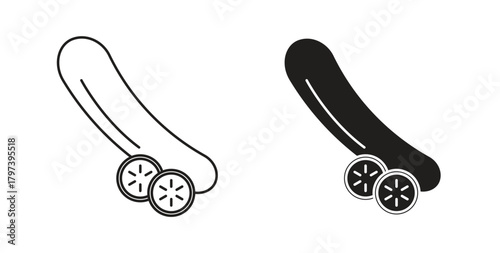Cucumber icon in doodle and stroke style.