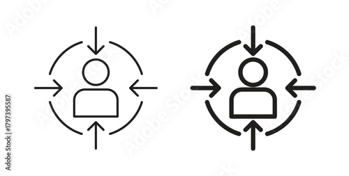 Customer centricity icon in doodle and stroke style.