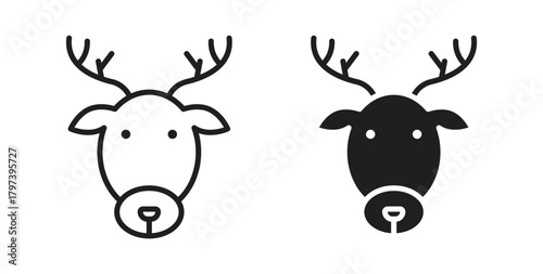 Deer rudolph icon in doodle and stroke style.