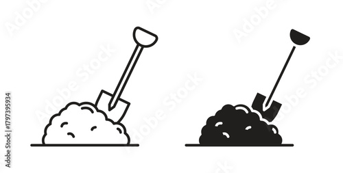 Digging icon in doodle and stroke style.