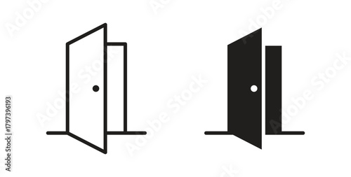 Door open icon in doodle and stroke style.