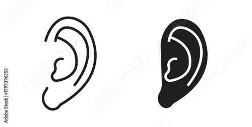 Ear icon in doodle and stroke style.