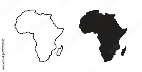 Earth africa icon in doodle and stroke style.