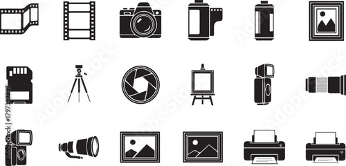 Collection of photography and printing related icons