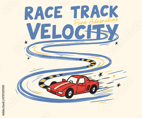 Retro Race Car Velocity Print.Track Adrenaline Speed Design.Vintage Sports Car Art.Motorsport Speed Graphic Tee.Classic Racing Vehicle Art