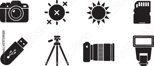 Photography Icons Set camera lens