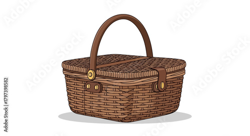 Wicker basket with handle and buckle, perfect for picnics and storage