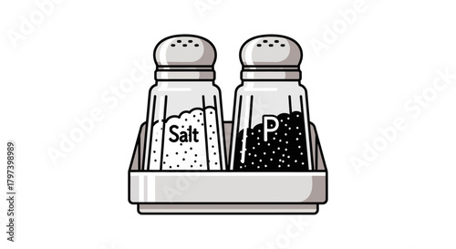 Salt and Pepper Shakers Set Icon Illustration Seasoning for Food