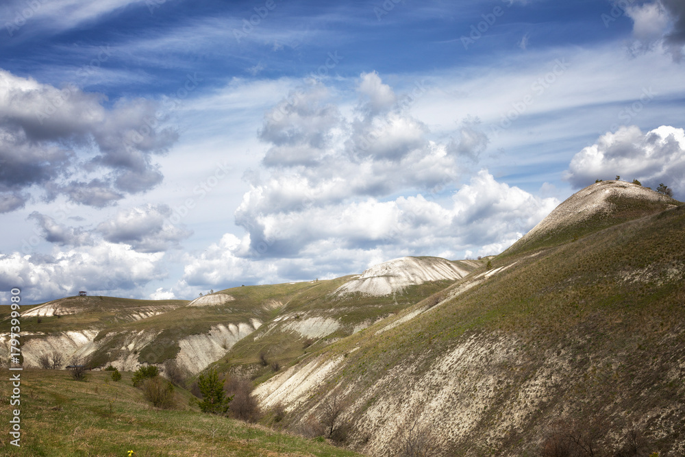 Fototapeta premium Chalk hills in Ulyanovsk region, Russia