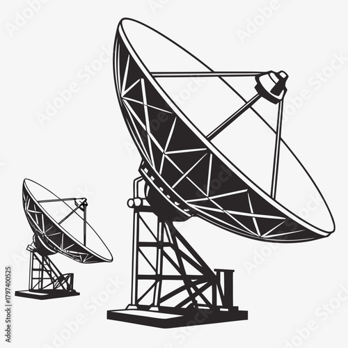 Satellite dish antenna array for telecommunications and space exploration, a symbol of technology and scientific advancement