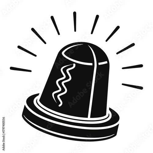 Illustration of a flashing emergency light, symbolizing urgency and alert, the design is simple, bold, and eyecatching for safety messages